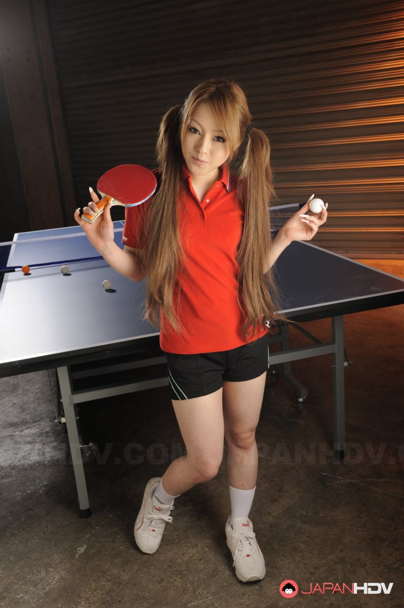 Innocent looking ping pong player Ria Sakurai shows her boobies
