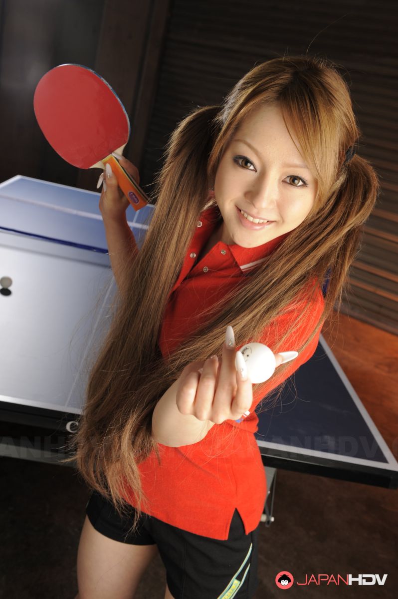 Innocent looking ping pong player Ria Sakurai shows her boobies