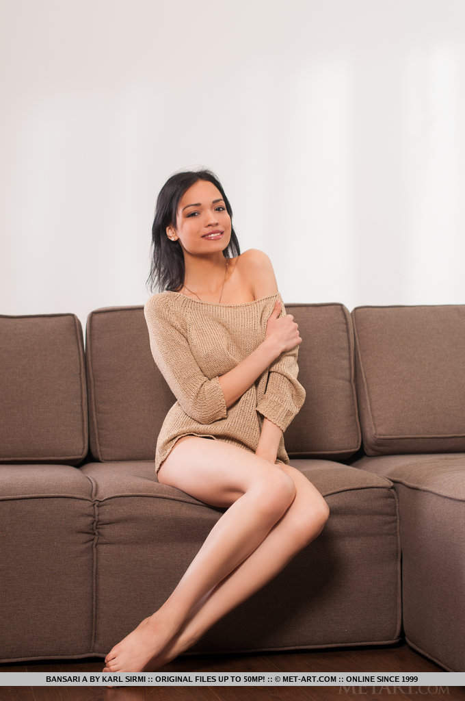 The cute and ever-smiling Bansari poses confidently in front of Karl Sirmi's camera, flaunting her petite and slender body with smooth and tight details.