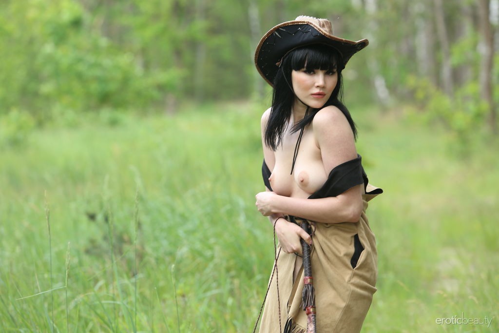 Malena flaunts her creamy body with perky tits and sweet pussy ass he strips in the woods.