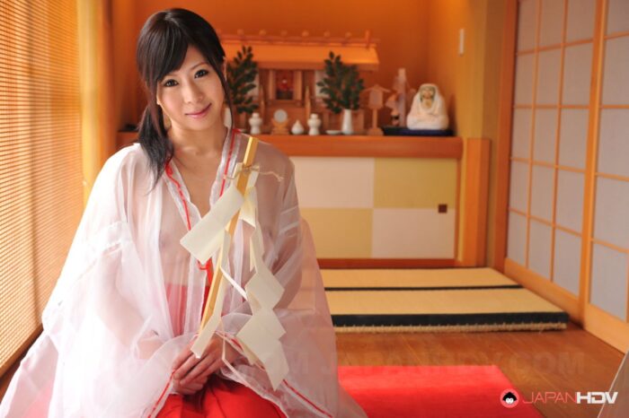 Lustful Yume Sorano shows juicy boobs in see through kimono for pics.