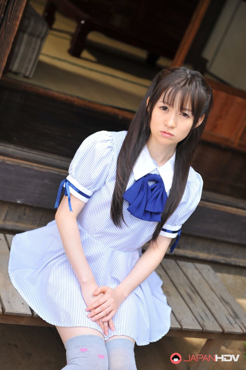 Japanese teen lady Ai Uehara exposing her fantastic trimmed pussy